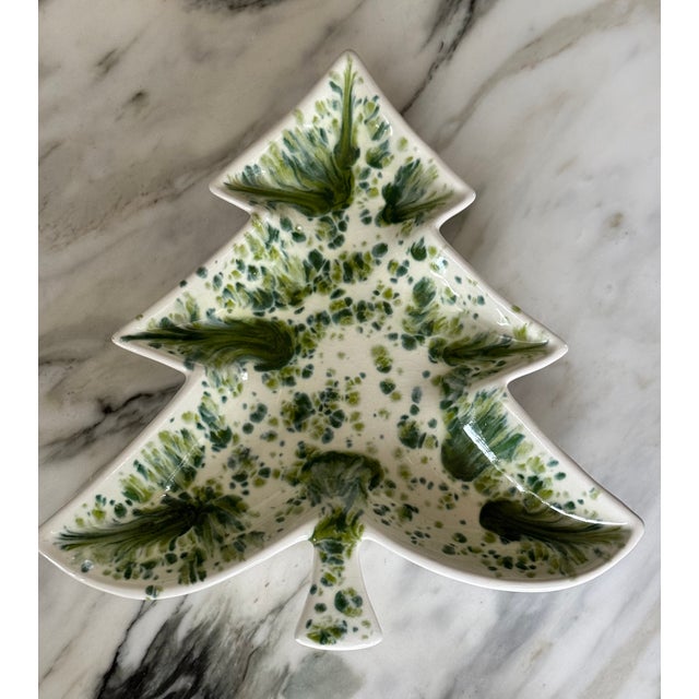 One of a kind vintage studio art hand crafted Christmas tree dish for candy, nuts or decor. Artfully executed with various...