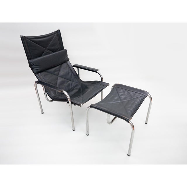 He1106 Lounge Chair with Ottoman by Hans Eichenberger for Strässle, 1978, Set of 2, in Very Good conditions. Designed 1970...