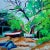 Joe's Boat and the Monkeypod Tree - Oil Impressionist Painting For Sale