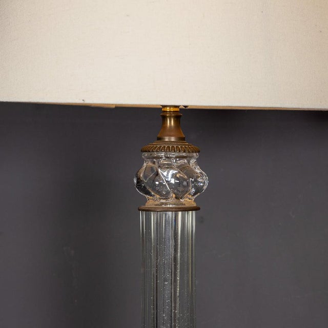 Metal French Column Crystal and Bronze Table Lamps, 1979, Set of 2 For Sale - Image 7 of 13