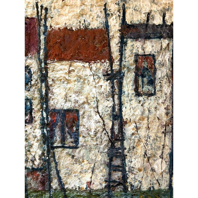 Mid-Century Modern 1960s Rare Original Abstract Plaster Oil on Canvas by Austrian Artist Herta Galton For Sale - Image 3 of 4
