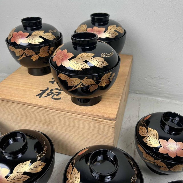 Black Japanese Lacquerware Rice Bowls, 1950s, Set of 10 For Sale - Image 8 of 18