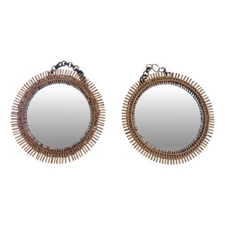 Italian Rattan Mirrors by Franco Albini, 1950s-1960s, Set of 2 For Sale