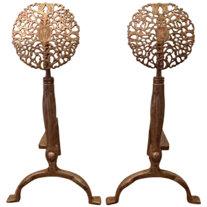 Ernest Gimson Style Arts & Crafts Andirons - a Pair