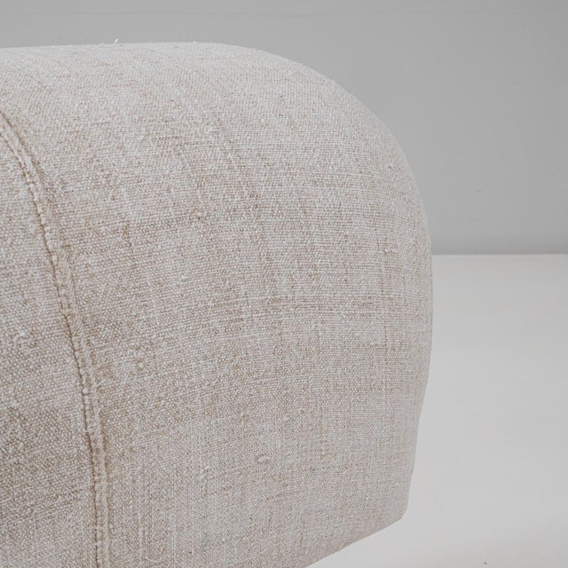 Wood 1940s Czech Mid-Century Modern Upholstered Bench With Angled Wooden Legs For Sale - Image 7 of 18