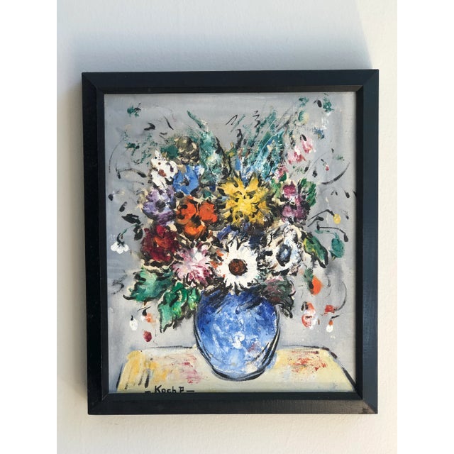 Mid-Century Modern Vintage Impressionist Still Life, Oil on Canvas -- Framed For Sale - Image 3 of 13