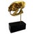 Golden Cat Skull Desk Sculpture on Black Marble Base For Sale - Image 11 of 11