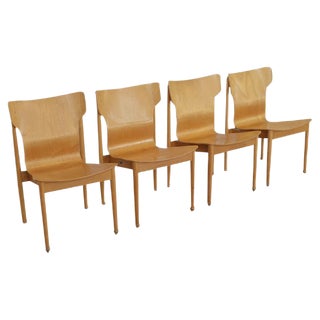 Swiss Wooden Chairs by Benedikt Rohner, 1960s, Set of 4 For Sale