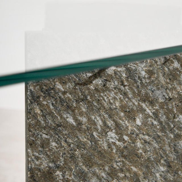 Glass and Slate Stone Console Table, 1980s For Sale - Image 10 of 12