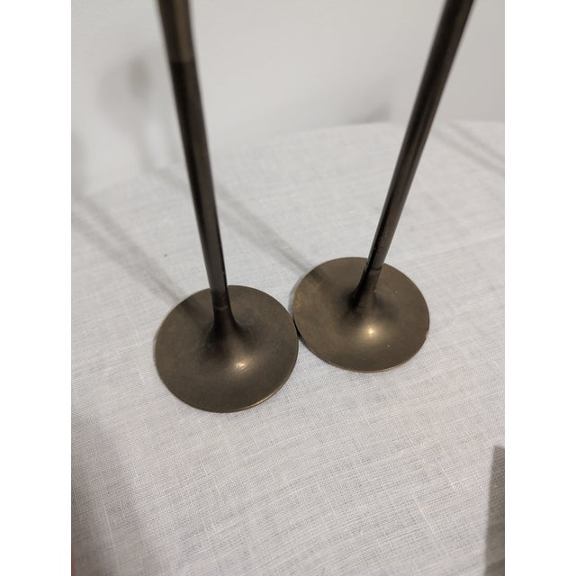 American Tapered Brass Candle Holders For Sale - Image 3 of 5