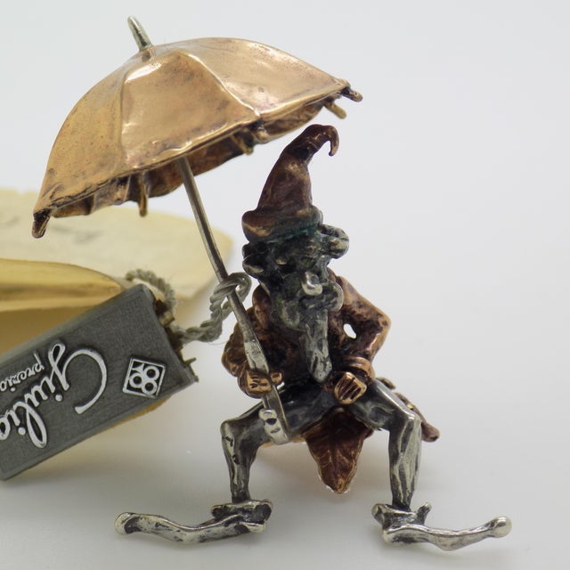1970s Vintage Italian Handmade Sterling Silver 925 & Copper Goblin Figurine from Giulia Preziosi, 1970s For Sale - Image 5 of 13