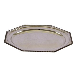 1970’s Vintage/New Old Stock Silverplate Octagonal Oval Platter With Gadroon Applied Border For Sale