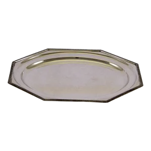 1970’s Vintage/New Silverplate Octagonal Oval Platter With Gadroon Applied Border