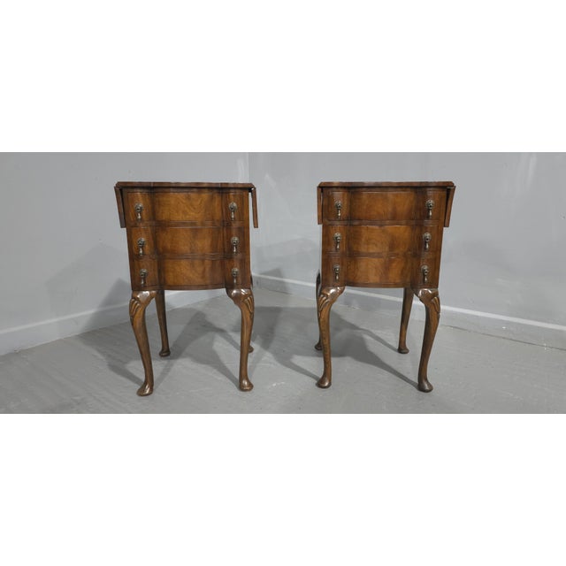 Wood Burr Walnut Bedside Tables, 1920s, Set of 2 For Sale - Image 7 of 8