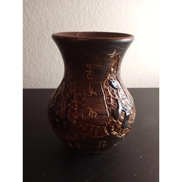 Ceramic 1970s Textured Armenian Pottery Decorative Vase For Sale - Image 7 of 7