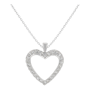 Vintage 1.00 Carat Diamond 14k White Gold Heart Pendant