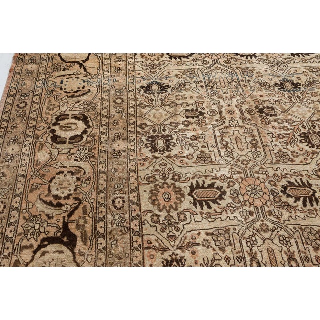 Early 20th Century Authentic 1900s Persian Tabriz Handmade Wool Carpet For Sale - Image 5 of 11