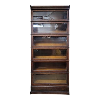 Antique Globe Wernicke Mission Arts and Crafts Oak 6 Stack Barrister Bookcase For Sale