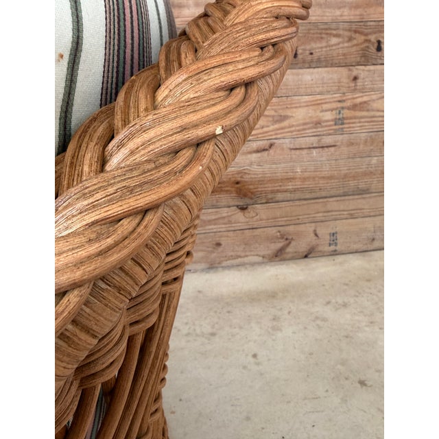 Coastal Boho Rattan Braid Lounge Chair & Ottoman by Henry Link For Sale - Image 10 of 12
