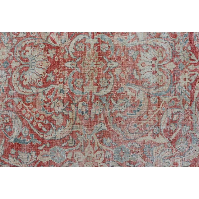 Hand Knotted Antique Persian Sultanabad Rug Faded Red and Blue Colors 10'4 X 13'2 For Sale - Image 10 of 15