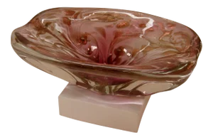 Mid-Century Modern Italian Murano Glass Amethyst and Gold Decorative Bowl