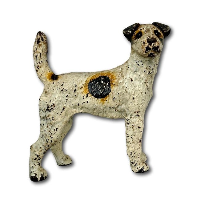 Vintage 1930s American Hubley Manufacturing Company Cast Iron Fox Terrier Dog Doorstop For Sale - Image 10 of 18