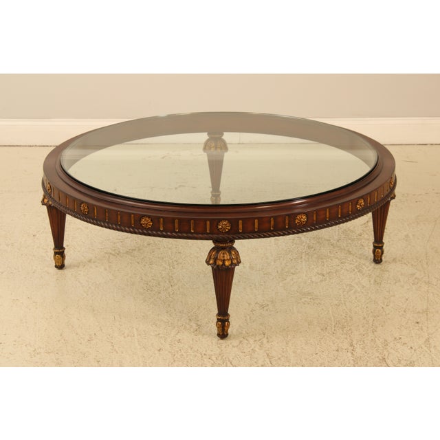 Glass Top Large Round French Style Coffee Cocktail Table For Sale - Image 11 of 13