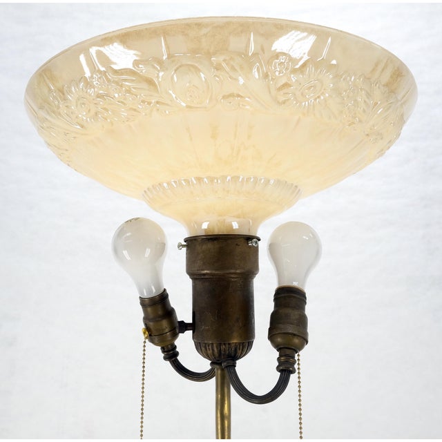 Metal Adjustable Height Heavy Brass Tripod Base Claw Feet Antique Floor Lamp For Sale - Image 7 of 17