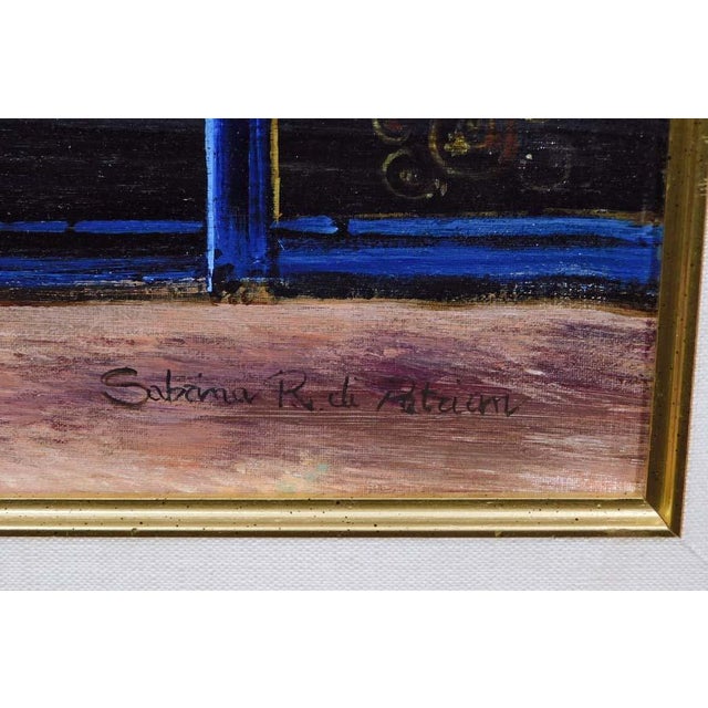 1990s Sabrina R. DePatran "Le Scene Durane" Bicycle Original Oil Painting French City For Sale - Image 5 of 5