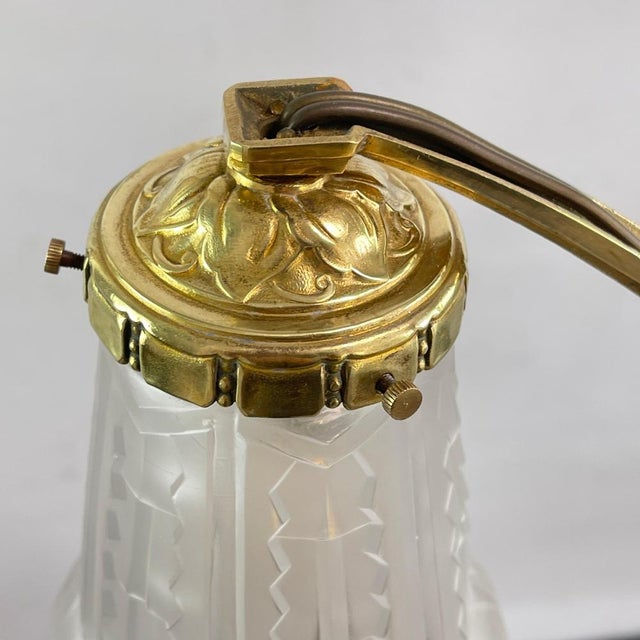 Art Deco Bronze Ceiling Lamp by P. Maynadier, 1930s For Sale - Image 9 of 14