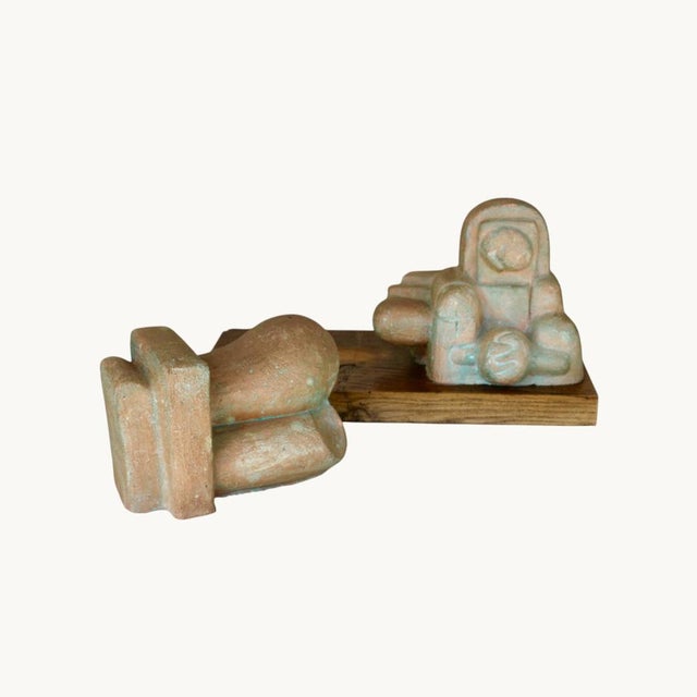 Pietro Cascella, Modernist Sculpture, 1960s, Terracotta on Oak Base, in Very Good conditions. Designed 1960 to 1969 This...
