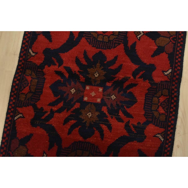 Turkmen Runner 1’10” X 4’9” Red Wool Tribal Hand-Knotted Oriental Rug For Sale - Image 4 of 9