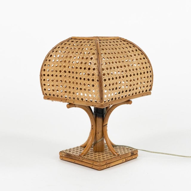 Mid-Century Modern Rattan and Wicker Table Lamp, 1960s For Sale - Image 4 of 11