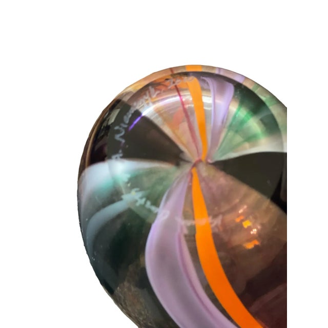 Tall Multi Colored Cane Murano-Style Art Glass Vase, Hand Blown in Nyc For Sale - Image 12 of 12