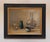 This oil on board painting features a serene arrangement of four vessels, each showcasing distinct shapes and textures...