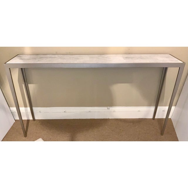 Modern White and Gray Marble Console Table For Sale In Atlanta - Image 6 of 6