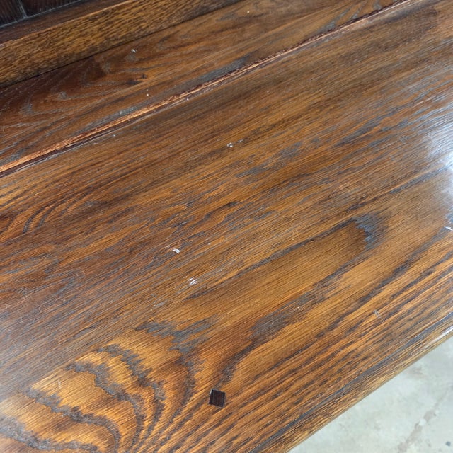 Brown Mid 20th Century English Oak Paneled 5 Door & 3 Drawer Dresser and Rack With Shaped Frieze For Sale - Image 8 of 18