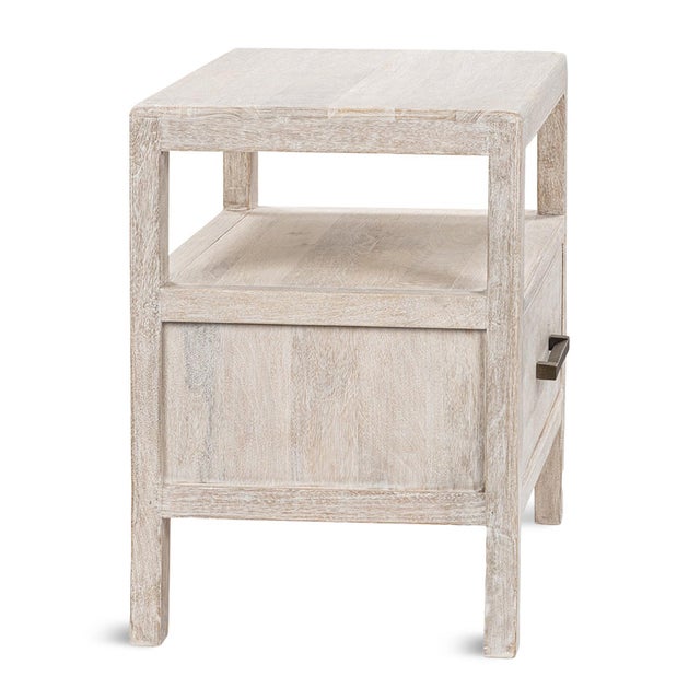 White Wash Single Drawer Modern Farmhouse Nightstand For Sale - Image 4 of 10