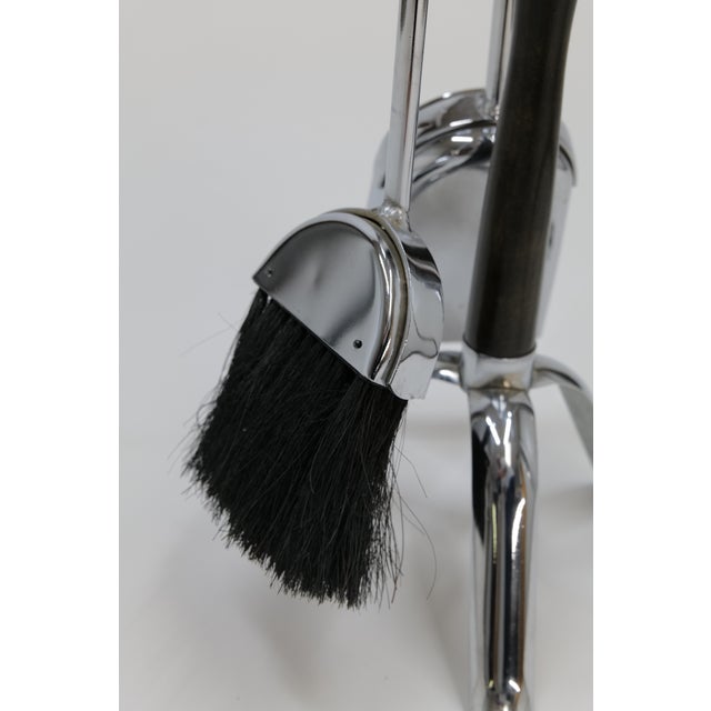 Mid Century Chrome and Wood Fireplace Tools For Sale - Image 12 of 17