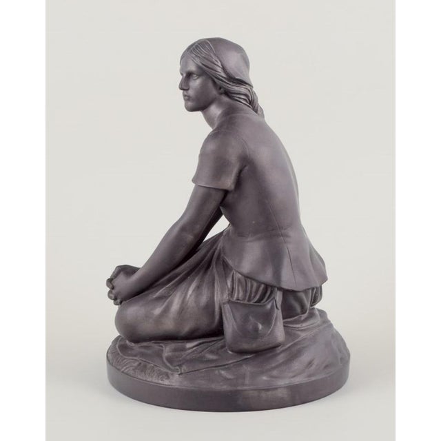 Figure of Joan of Arc in Black Terracotta by L. Hjorth, Bornholm, 1890s For Sale - Image 5 of 10