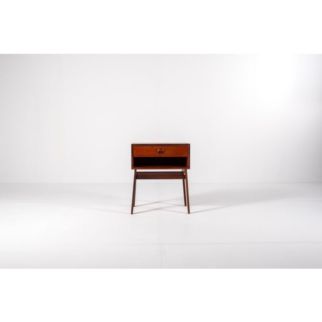 Mid-Century Danish Teak Bedside Table with Drawer and Open Shelf, 1960s For Sale - Image 6 of 12