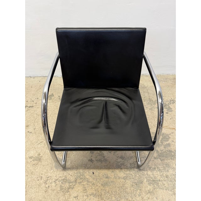 Mies Van Der Rohe Tubular Brno Black Leather 245 Chair for Knoll, 1980s For Sale - Image 9 of 14