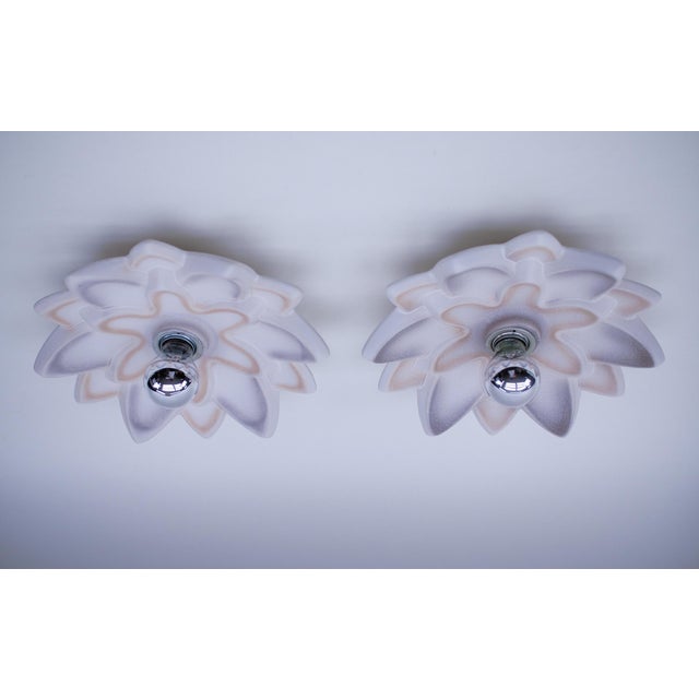 1960s Space Age Ceramic Flower Wall or Ceiling Lamps, Germany, 1960s, Set of 2 For Sale - Image 5 of 15