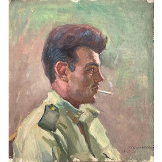 Oil Portrait Painting, Ukrainian Art, 1961 For Sale