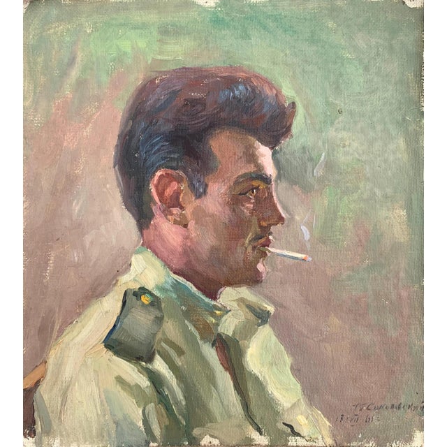Oil Portrait Painting, Ukrainian Art, 1961 For Sale