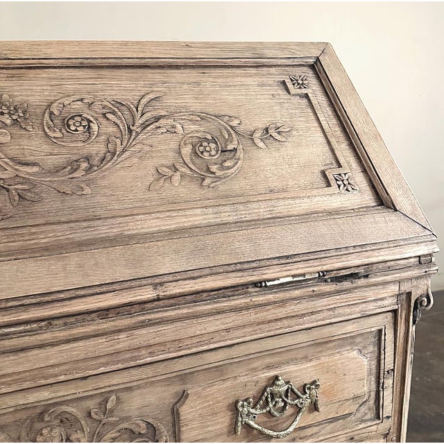 18th Century Country French Louis XVI Transitional Stripped Secretary Desk For Sale - Image 12 of 18