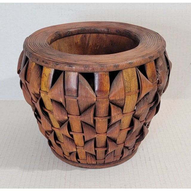 This Artistic Japanese Split Woven Rattan Pencil Reed Planter / Basket will be just the right Asian touch in your interior...