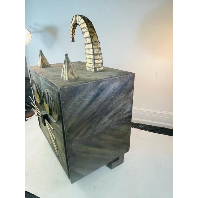 Modern Incredible Brutalist Style Metal Cat Cabinet. For Sale - Image 3 of 11