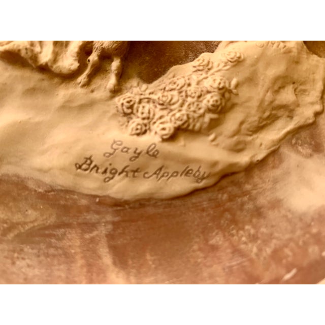 Vintage 1977 Gayle Bright Appleby Art Incolay Stone “ She Walks in Beauty “ Collector Sculpture Plate 10” Round, 3 D For Sale - Image 10 of 10