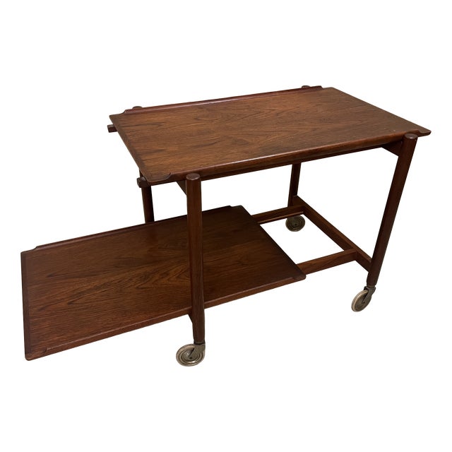 Extendable Teak Bar Cart by Poul Hundevad, Denmark, 1960s For Sale